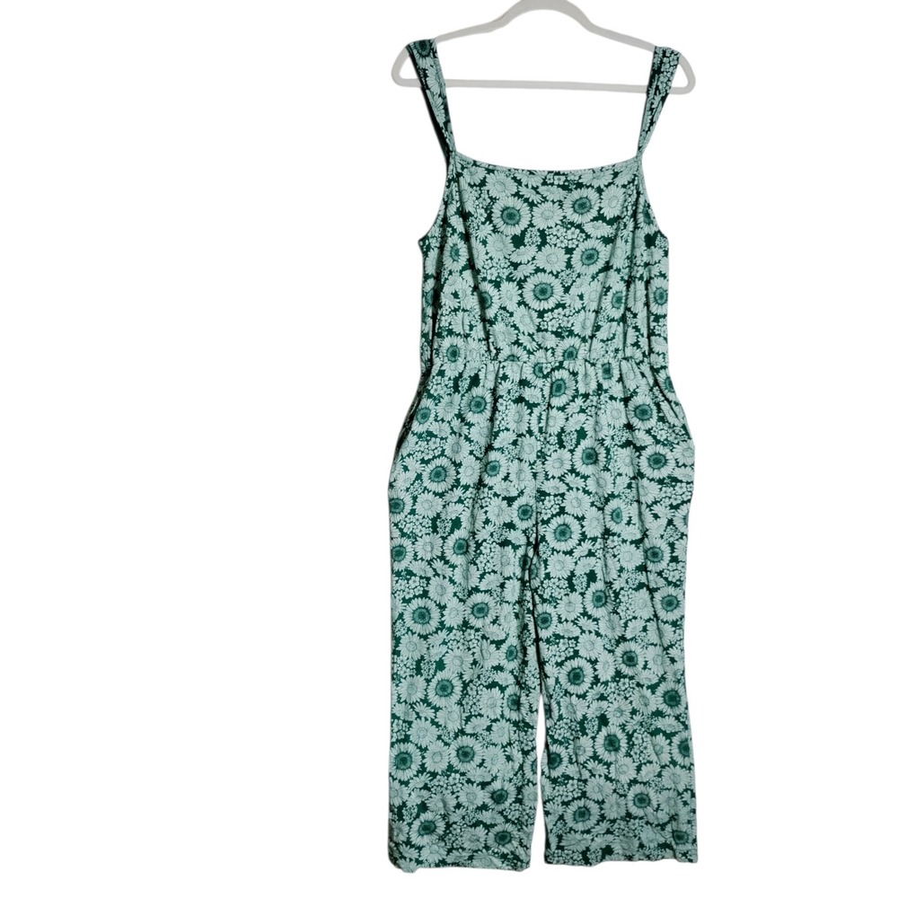 Vada Winter Green Sunflower Organic Cotton Jumpsuit Womens 2XL